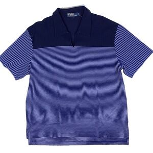 Polo Ralph Lauren Men Size XL Vintage Polo Knit Polo Shirt Sweater Blue Striped